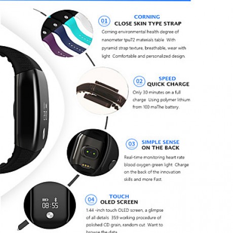 Smart BraceletWater Resistant/Waterproof / Long Standby / Calories Burned / Pedometers / Health Care / Sports / Heart Rate Monitor /