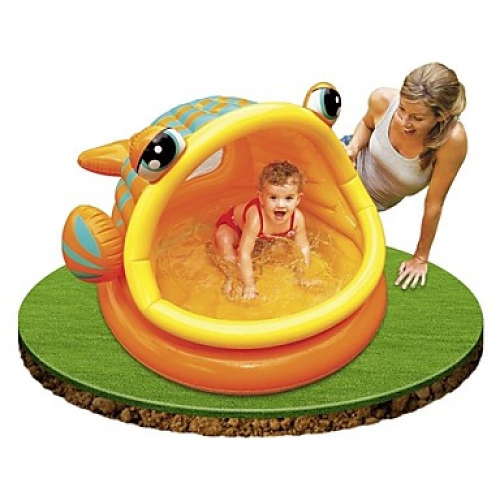 Lazy Fish Inflatable Baby Pool, 49" X 43" X 28", For Ages 1-3